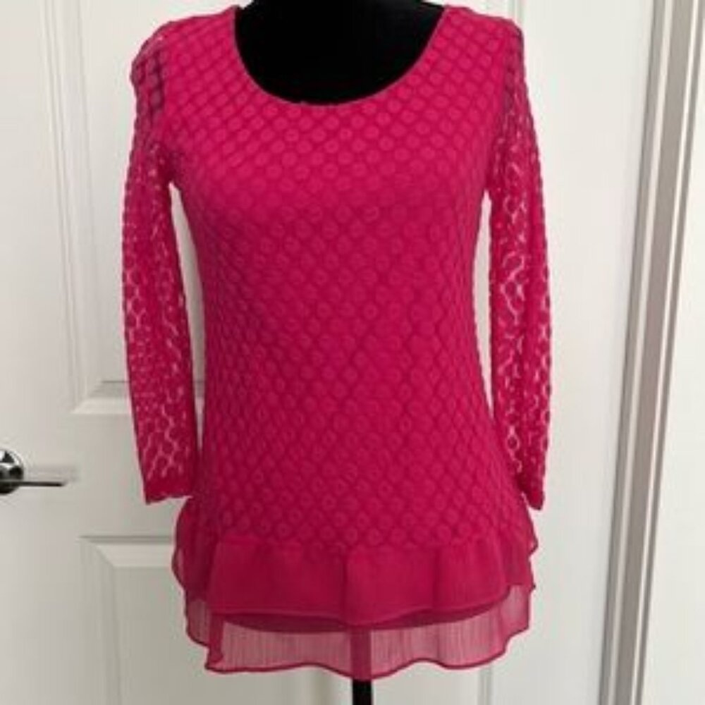 Style & Co top | dressy long sleeve blouse | size S petite US | hot pink